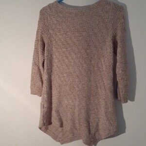 New york & co asymmetric tunic sweater top s crewneck tan minimalist top